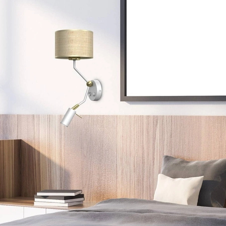 Kinkiet MARSHALL, MLP7483, biały/rattan, 1x60W E27 + 1x3W mini GU10