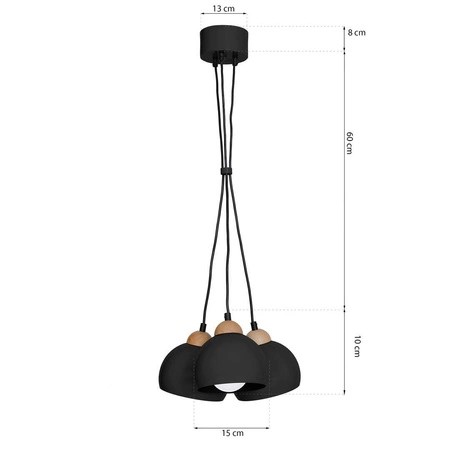 Lampa wisząca nowoczesna zwis kula DAMA I czarny śr. 15cm