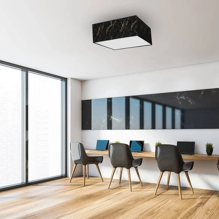 Kwadratowy plafon do salonu SENSO Black/Gold 50 cm 3xE27 | czarny złoty