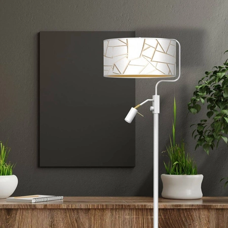 Lampa podłogowa ZIGGY WHITE, MLP7571, biały/złoty, 1x60W E27 + 1x8W mini GU10