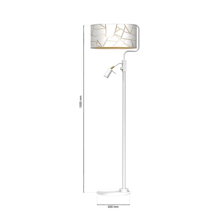 Lampa podłogowa ZIGGY WHITE, MLP7571, biały/złoty, 1x60W E27 + 1x8W mini GU10