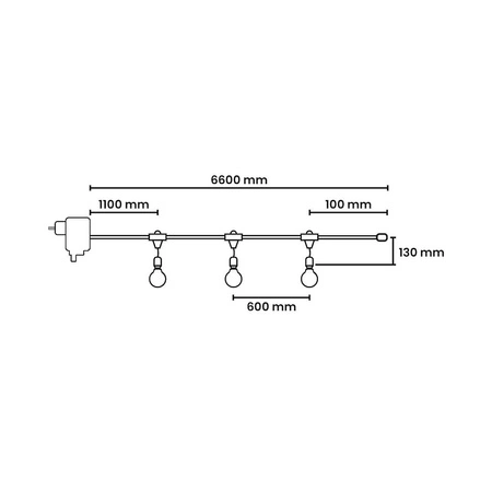Girlanda zewnętrzna Summer Time 6,6m G45 Mleczna biel 3000K 36V 10xE27 IP44