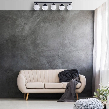 Lampa sufitowa nowoczesna szklana kula listwa SFERA V czarny/biały szer. 100cm