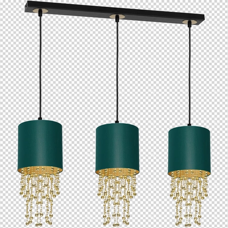Nowoczesna lampa wisząca listwa ALMERIA GREEN/GOLD 3xE27 MLP64500