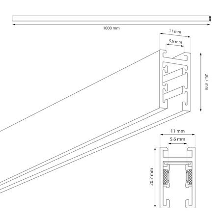 Szyna natynk magnetic track 5mm 100cm