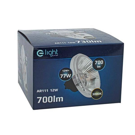 Żarówka LED 12W AR111 GU10 3000K czarna z odbłyśnikiem EKZA3391