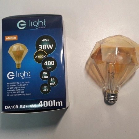 Żarówka FILAMENT LED E27 4W ciepła 2700K diament