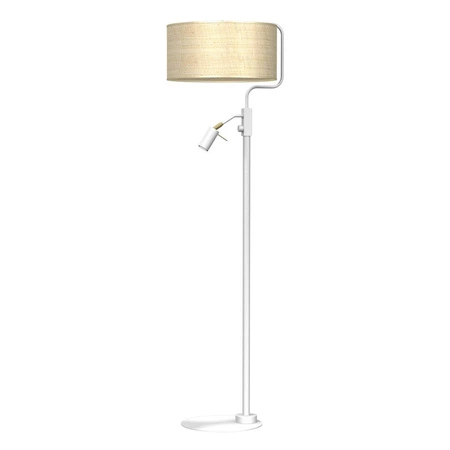 Lampa podłogowa MARSHALL WHITE / RATTAN 1xE27 + 1x mini GU10