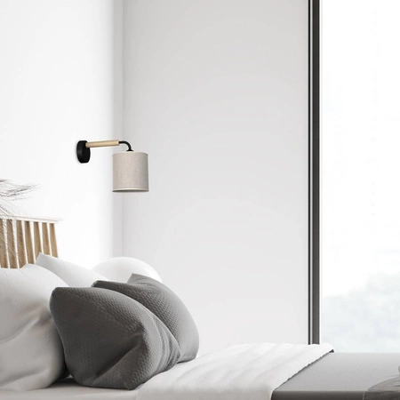 Kinkiet ATLANTA, MLP7450, czarny/drewno/beżowo-szary, 1x60W E27