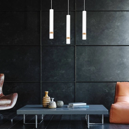 Lampa wisząca JOKER, MLP6302, biały/drewno, 3x8W GU10