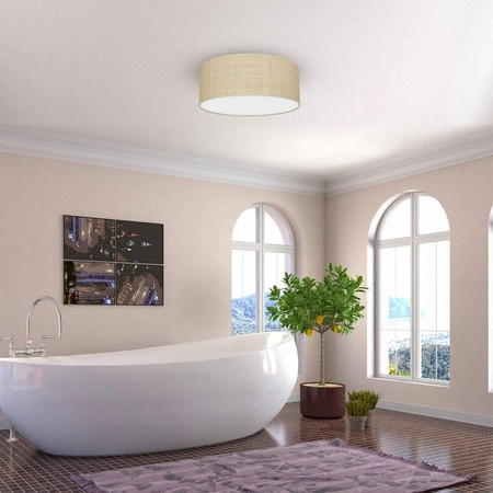 Lampa sufitowa MARSHALL, MLP7487, 40 cm, biały/rattan, 2x60W E27