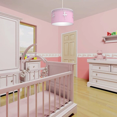 Lampa wisząca dziecięca z abażurem BALETNICA różowy śr. 37cm