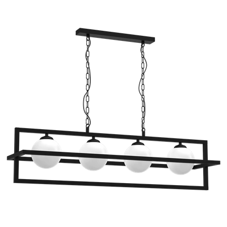 Lampa wisząca DIEGO, MLP8570, czarna z białymi kloszami, 4x40W E14