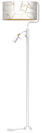 Lampa podłogowa ZIGGY WHITE, MLP7571, biały/złoty, 1x60W E27 + 1x8W mini GU10