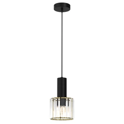 Lampa wisząca CRISTAL, MLP8360, czarny/transparentny/złoty, 1x60W E27