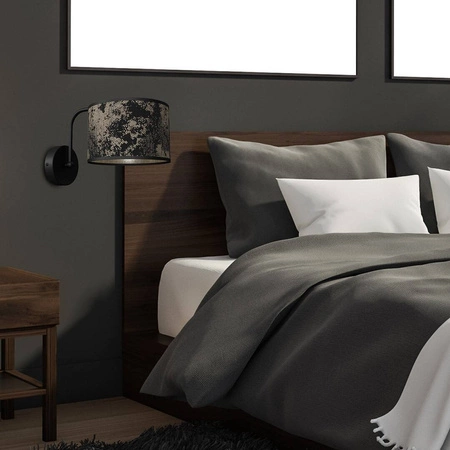 Stylowy kinkiet ścienny do salonu SATINO GOLD 1xE27 | czarny złoty