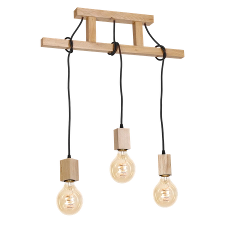Lampa Wisząca JACK, MLP582, drewno naturalne, 3x60W E27