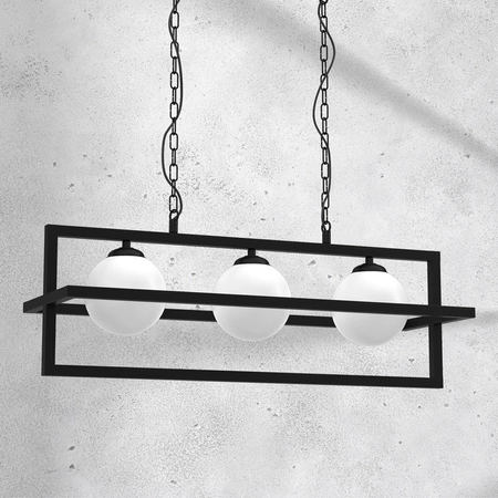 Lampa wisząca DIEGO, MLP8569, czarna z białymi kloszami, 3x40W E14