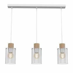 Lampa wisząca MADERA, biały/transparentny/drewno, 3x60W E27, MLP8555