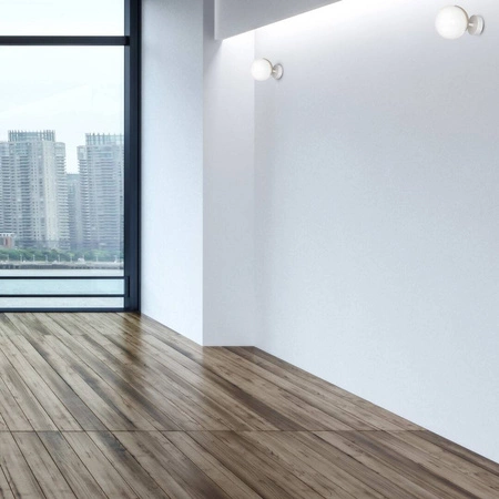 Kinkiet nowoczesny szklana kula SFERA WOOD drewno/biały