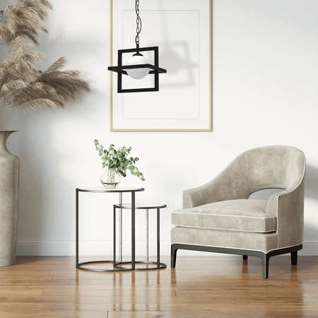 Lampa wisząca DIEGO, MLP8568, czarna z białym kloszem, 1x40W E14