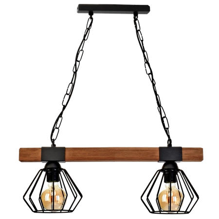 Industrialna lampa wisząca ULF BLACK / WOOD 2xE27 60W MLP6192