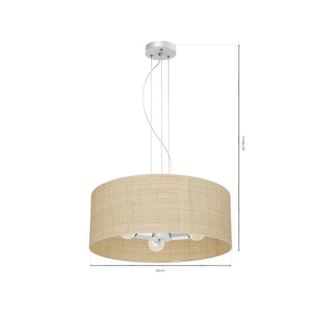 Lampa wisząca MARSHALL, MLP7490, biały/rattan, 3x60W E27