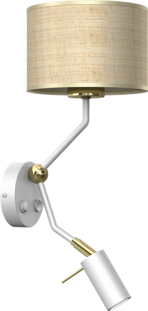 Kinkiet MARSHALL, MLP7483, biały/rattan, 1x60W E27 + 1x3W mini GU10