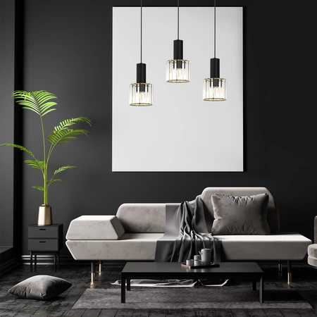 Lampa wisząca CRISTAL, MLP8361, czarny/transparentny/złoty, 3x60 E27