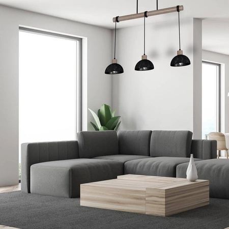 Lampa wisząca ERIK, MLP7640, przecierany czarny/drewno patynowane, 3x60W E27