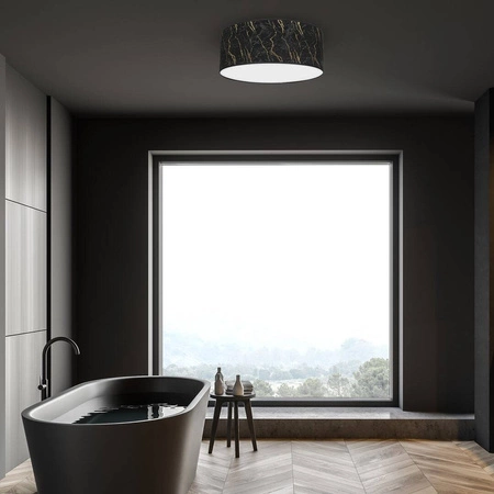 Stylowy plafon do salonu SENSO Black/Gold Ø40 cm 3xE27 | czarny złoty