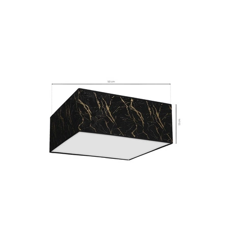 Kwadratowy plafon do salonu SENSO Black/Gold 50 cm 3xE27 | czarny złoty