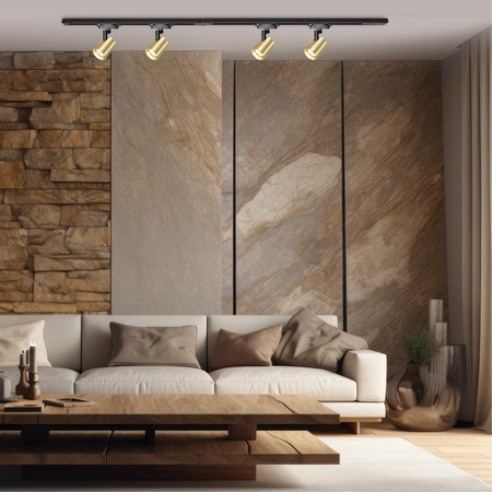 Zestaw szynowy 1-fazowy Volf Track szyna + oprawy 4xGU10 1,5m | Czarny złoty