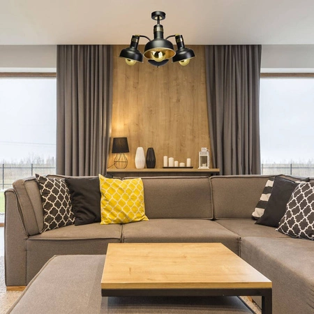 Lampa sufitowa MARGO, czarny/złoty, 3x60W E27, MLP6211