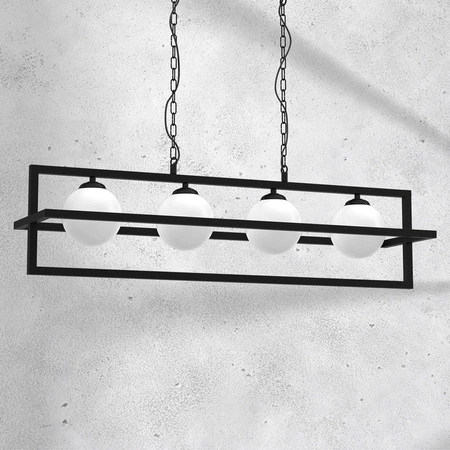 Lampa wisząca DIEGO, MLP8570, czarna z białymi kloszami, 4x40W E14