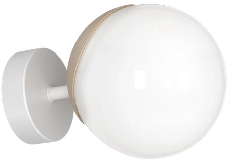 Kinkiet nowoczesny szklana kula SFERA WOOD drewno/biały