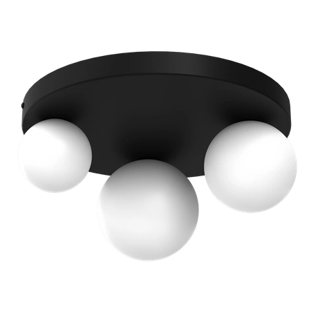 Nowoczesna lampa sufitowa BIBIONE, MLP8390, czarna z białymi kloszami, 3x25W G9