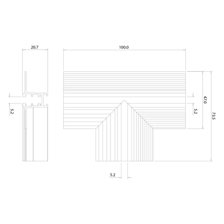Narożnik podtynk T magnetic track 5mm
