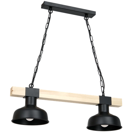 Lampa wisząca FARO BLACK/NATURAL WOOD 2xE27 60W