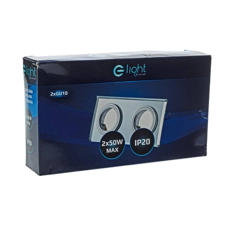 Oczko sufitowe szklane PROSTOKĄTNE 2xGU10 Kolor: SREBNY EKOS919