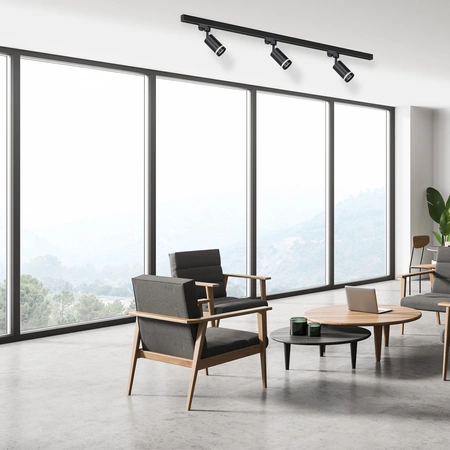 Zestaw Szynoprzewód 3xPipe Ring GU10 + Prowadnica 1,5m - Czarny