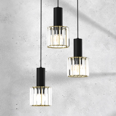 Lampa wisząca CRISTAL, MLP8362, czarny/transparentny/złoty, 3x60W E27