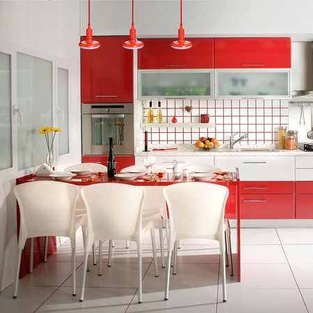 ŻARÓWKA UFO, E27, 15W LED, barwa zimna 6000K, czerwona + kabel w oplocie, EKZA1566