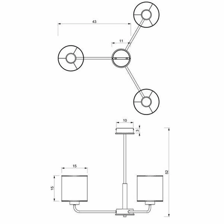 Żyrandol ATLANTA, MLP7451, czarny/drewno/beżowo-szary, 3x60W E27