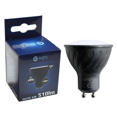CZARNA ŻARÓWKA GU10 LED, EKZA251, 6W, BARWA: CIEPŁA