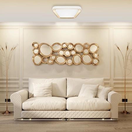 Plafon QUADRO GOLD, ML7933, biały/złoty, 66W LED