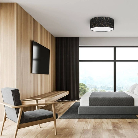 Stylowy plafon do salonu SENSO Black/Gold Ø40 cm 3xE27 | czarny złoty