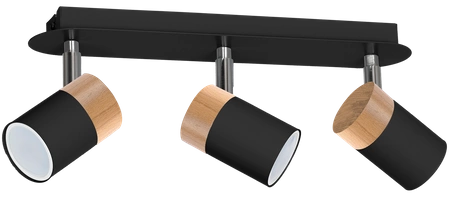 Lampa sufitowa JOKER, MLP6304, czarny/drewno/chrom, 3x8W GU10