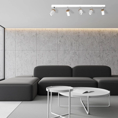 Lampa sufitowa SOLO, MLP7480, przecierany biały/drewno patynowane, 5x5W mini GU10