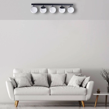 Lampa sufitowa nowoczesna szklana kula listwa SFERA V czarny/biały szer. 100cm